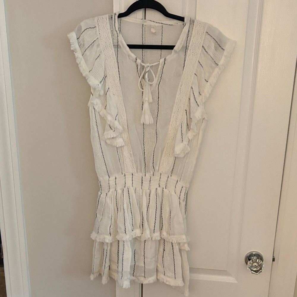 Surf Gypsy White Crochet Tie-Front Cover-Up